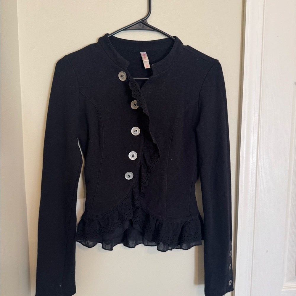 Xhilaration Black Ruffled Blazer